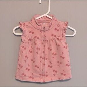 Carter’s Pink Cherry Print Sleeveless Zip-Up Vest